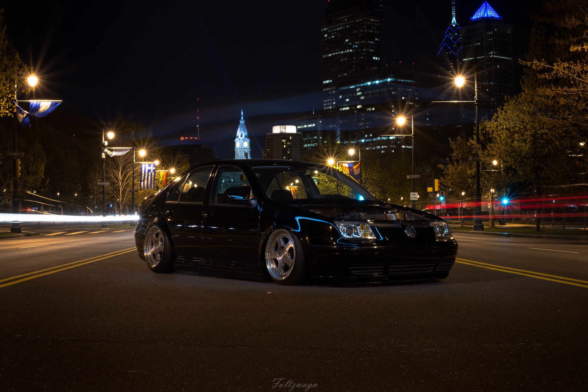 PASMAG Tuner Battlegrounds TBGLIVE Carl Huebner VW Jetta Exterior Night